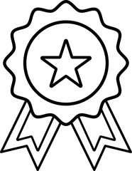 Award Ribbon Badge Outline Illustration