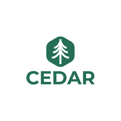 Cedar pine tree logo nature organic environment icon symbol illustration