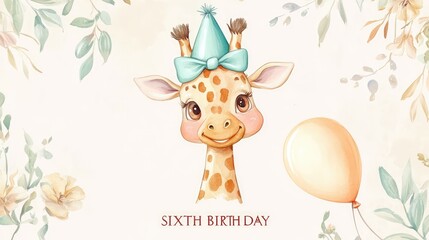 "Whimsical Giraffe: Earthy Birthday Bliss"