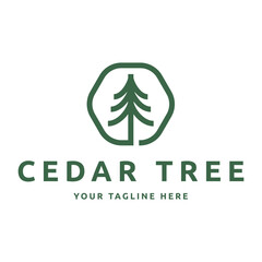 Cedar pine tree logo nature organic environment icon symbol illustration