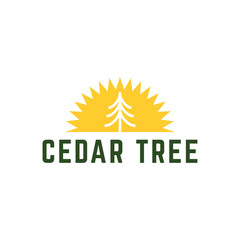 Cedar pine tree logo nature organic environment icon symbol illustration