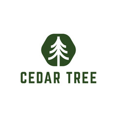 Cedar pine tree logo nature organic environment icon symbol illustration
