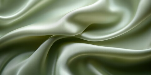 Obraz premium A close-up of smooth, flowing satin fabric in a soft green hue.