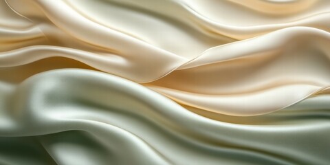 Obraz premium A close-up of flowing silk fabric in soft cream and beige tones, showcasing texture and elegance.