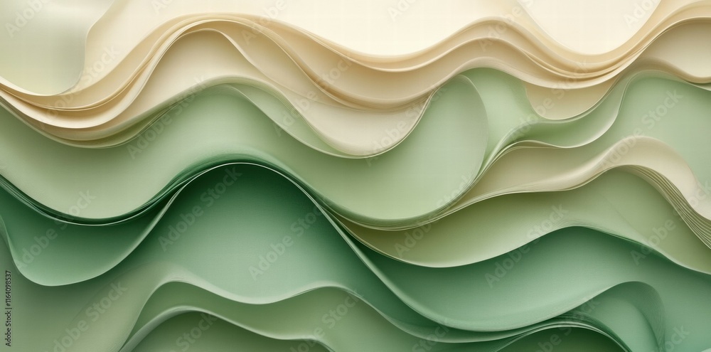Poster Abstract wavy layers in soft colors create a soothing visual texture.