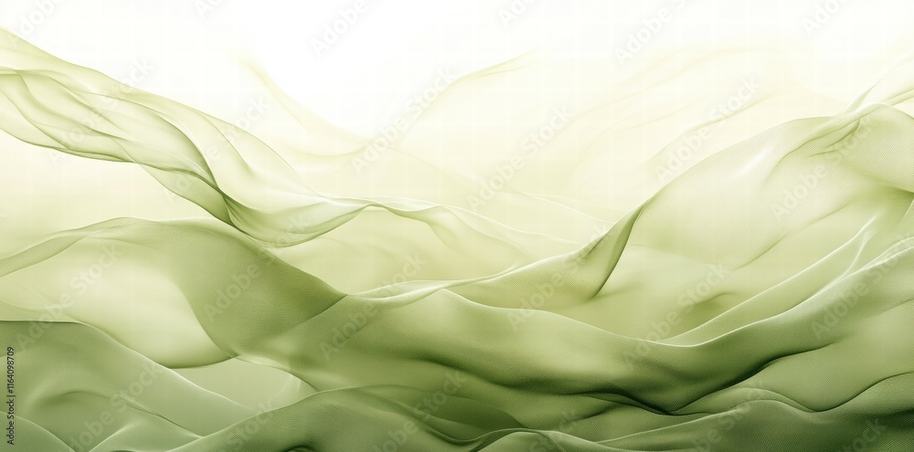 Poster Abstract waves in soft green tones create a calming, fluid composition.