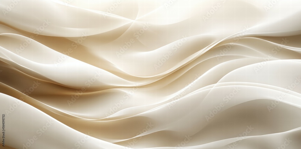 Poster a smooth, flowing abstract design in soft beige and cream tones.