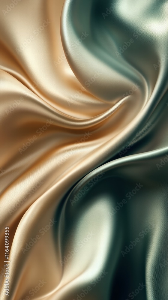 Poster a close-up of flowing satin fabric in soft hues, showcasing texture and movement.