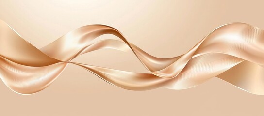 Modern minimal elegant wallpaper featuring a floating curvy ribbon on an abstract beige background