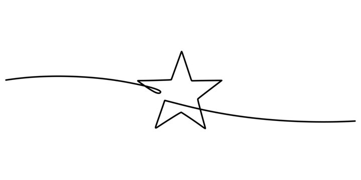 One line drawing of a big star, representing achievement, dreams, and the pursuit of success.