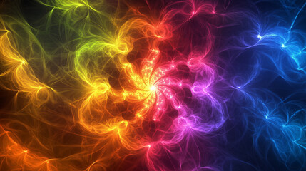 Obraz premium Vibrant Fractal Light Swirls in Rainbow Colors