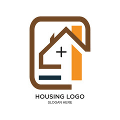 Housing logo design simple concept Premium Vector