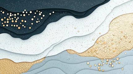 Gordijnen Abstract Layered Background with Texture and Gold Accents © Spear