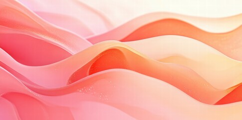 Abstract waves in soft pink and orange hues create a soothing and modern visual effect.