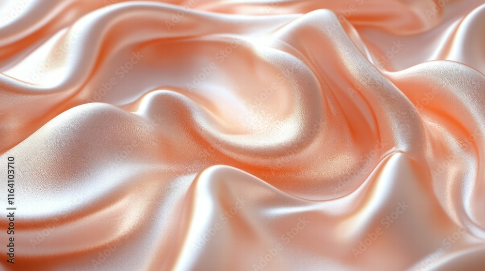 Poster smooth, shimmering peach satin fabric with soft folds and elegant texture.