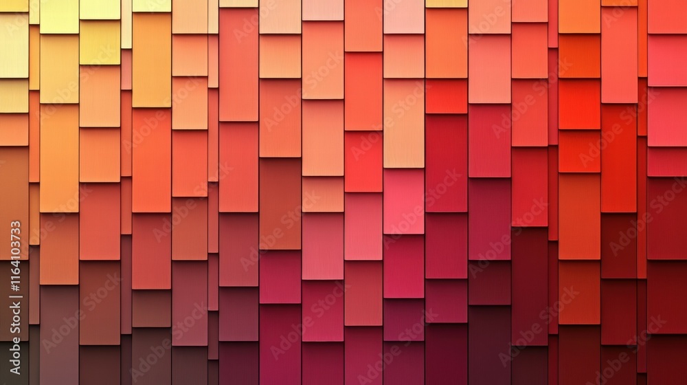 Poster A vibrant abstract pattern of overlapping squares in shades of red and orange.