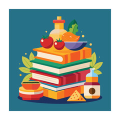 Books vector collection. Stack of colorful books. Reading concept in flat vector design