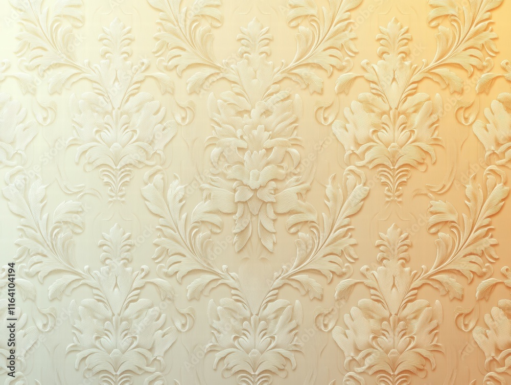 Poster elegant embossed wallpaper with floral patterns in soft tones.
