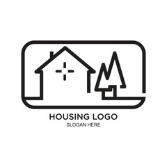 Housing logo design simple concept Premium Vector