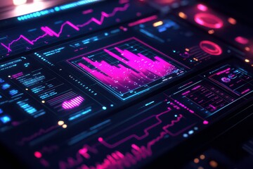 Obraz premium Futuristic AI Assistant with Holographic Financial Data