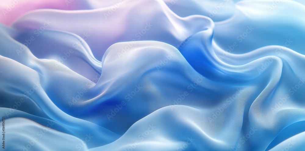 Poster A soft, flowing fabric in shades of blue, creating a calming and serene visual effect.