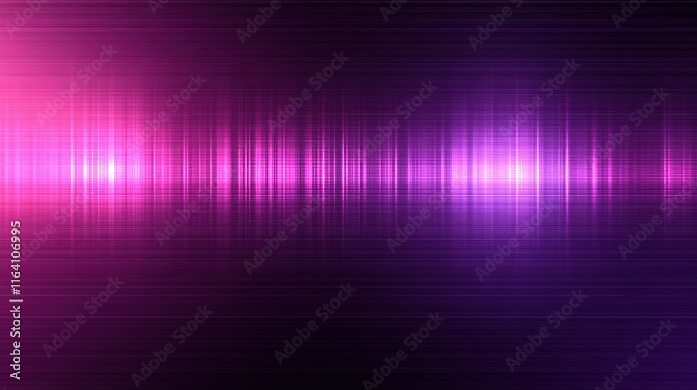 Poster abstract design featuring vibrant purple and pink light patterns resembling sound waves.