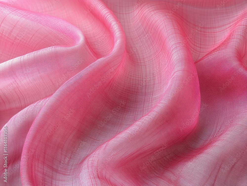 Poster a close-up view of soft, flowing pink fabric showcasing delicate textures and gradients.