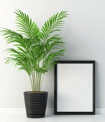 Obraz premium Modern Minimalist Home Decor Palm Plant and Blank Frame