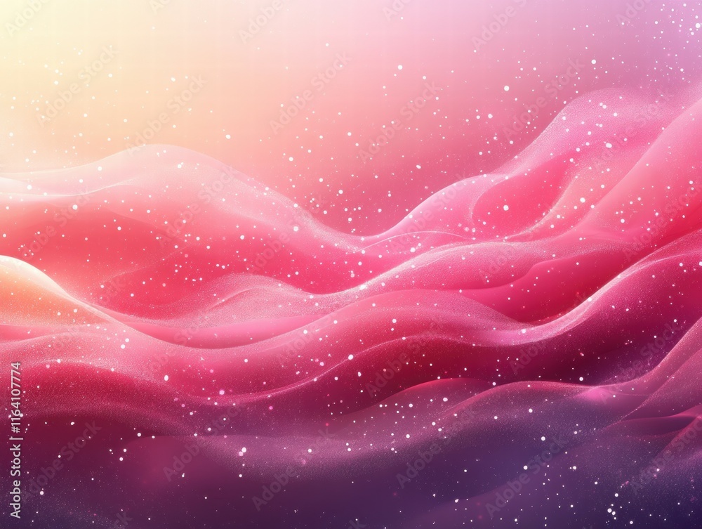 Poster A soft, abstract gradient of pink and purple waves with sparkling elements, evoking serenity.