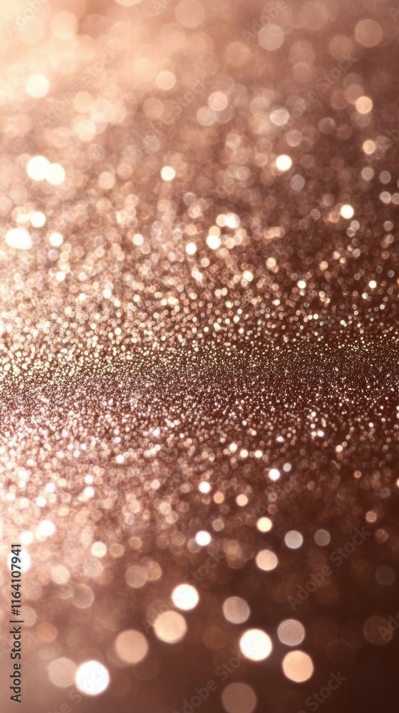 Poster a close-up of shimmering rose gold glitter, creating a sparkling and textured background.