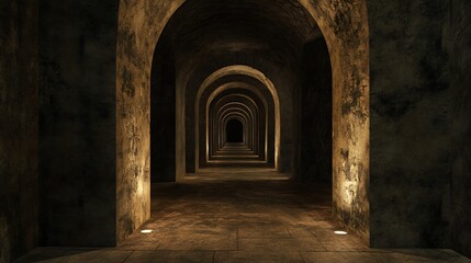 Fototapeta premium Corridor in a dark room with glowing lights