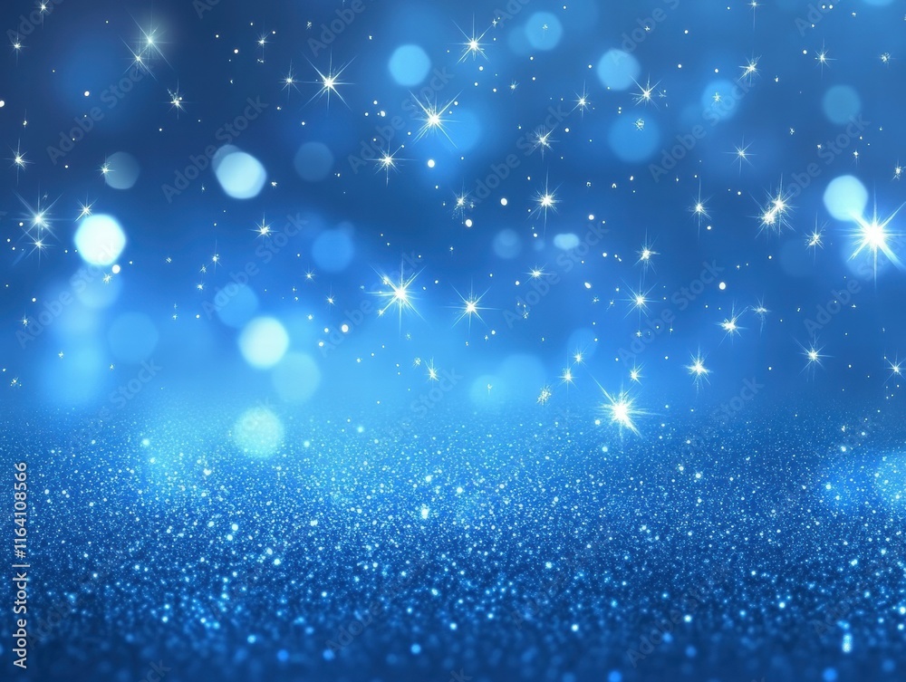 Poster a shimmering blue background with sparkling lights, perfect for festive designs.
