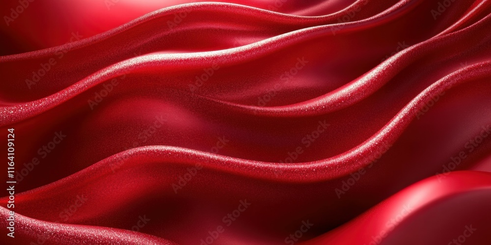 Poster a close-up of flowing red fabric, showcasing texture and movement.