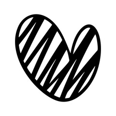 Minimalist black heart silhouette with striped print. Clean vector design