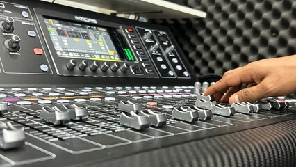 Soundbar mixer board background. 