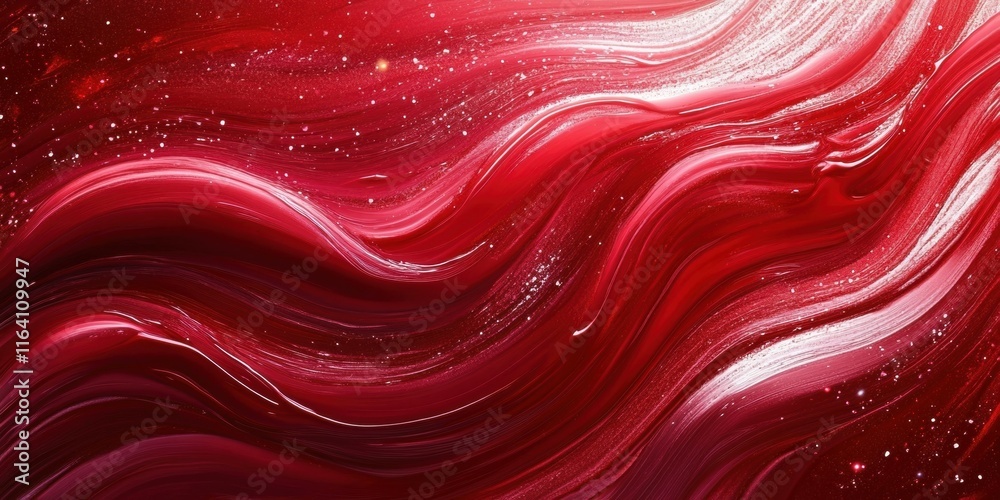 Poster Abstract red waves with shimmering highlights create a dynamic and vibrant visual effect.