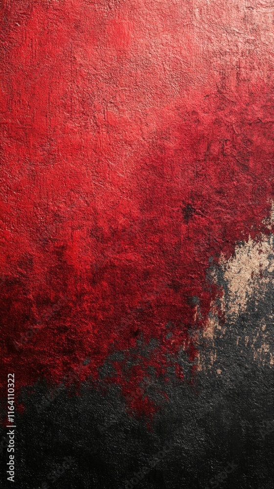 Aufkleber abstract artwork featuring bold red and black textures with hints of beige.