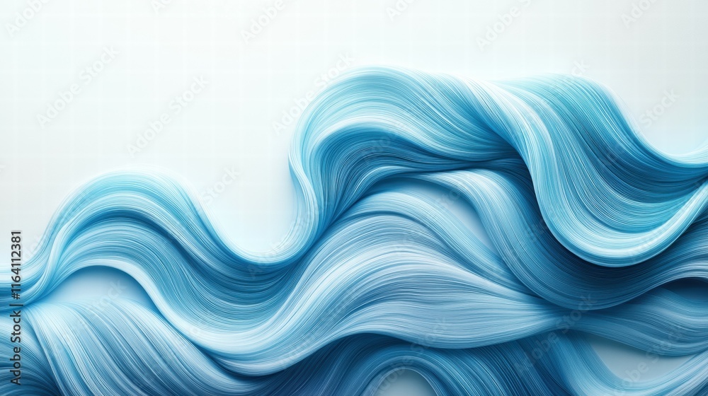 Poster abstract blue waves create a smooth, flowing texture, evoking calmness and serenity.