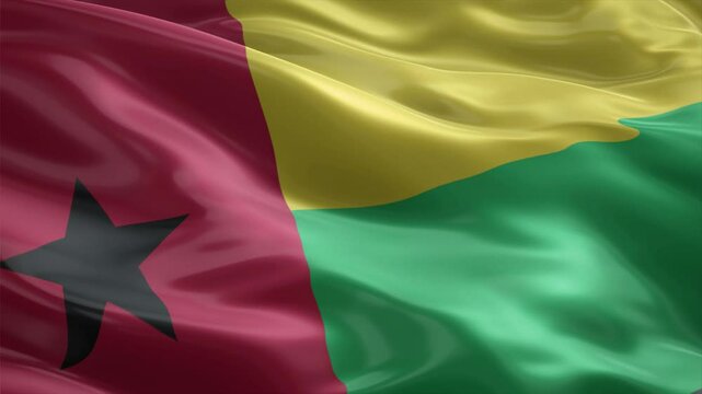 green bissau country flag waving for 10 seconds in high quality