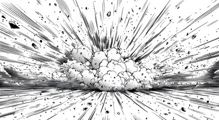 This illustration showcases dynamic, explosive bursts in a vibrant comic style, perfect for emphasizing high-intensity moments in manga and comic art with high-energy visual effects
