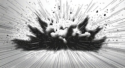 Dynamic, explosive bursts in a vibrant comic style characterize this illustration, making it perfect for high-intensity moments in manga and comic art with high-energy visual effects
