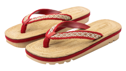 Japanese geta sandals with red straps