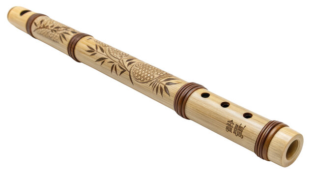 A Japanese bamboo flute (shakuhachi) with fine carvings