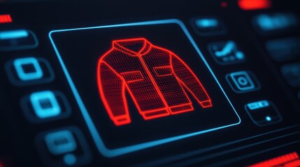Obraz premium Red shirt folded neatly on computer keyboard, a blend of casual and digital worlds