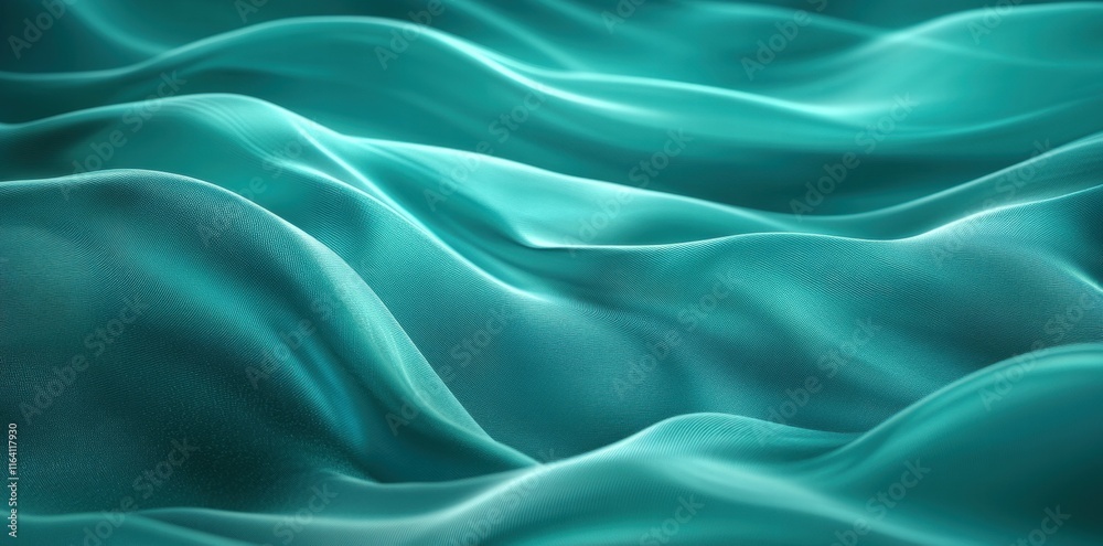 Aufkleber Abstract waves in shades of teal create a serene and fluid visual experience.