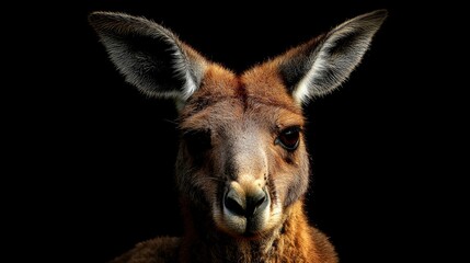 Fototapeta premium Portrait of a red kangaroo (macropus rufus) in an animal sanctuary enclosure healesville, victoria, australia.