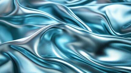 Obraz premium Close-up of smooth, shimmering blue fabric with flowing textures.