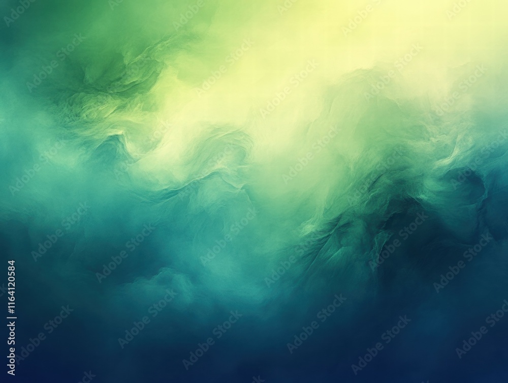 Poster Abstract swirling colors in shades of green and blue, creating a serene and atmospheric effect.