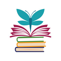 Books vector collection. Stack of colorful books. Reading concept in flat vector design