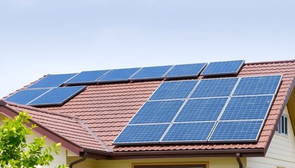 Naklejka premium Solar panel installed on roof